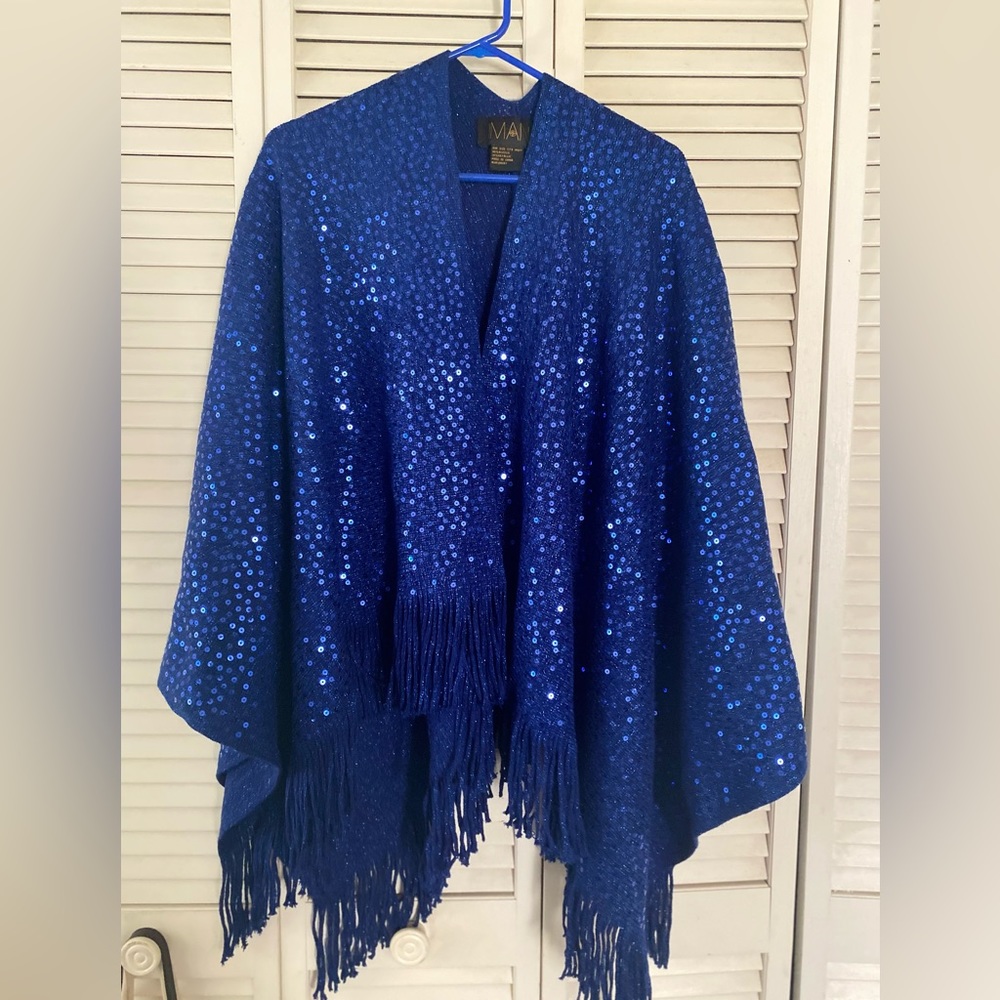 Dark Navy Blue sequence Shawl